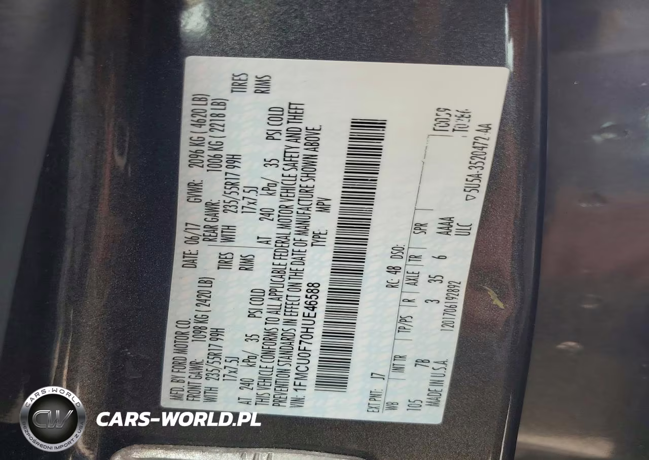 2017 Ford Escape S VIN:1FMCU0F70HUE46588 - 13