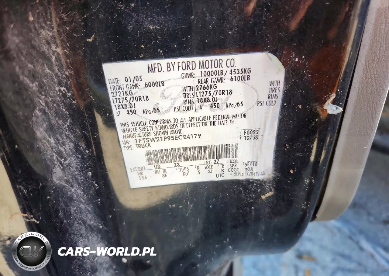 2005 Ford F250 Super Duty VIN:1FTSW21P95EC24179 - 12