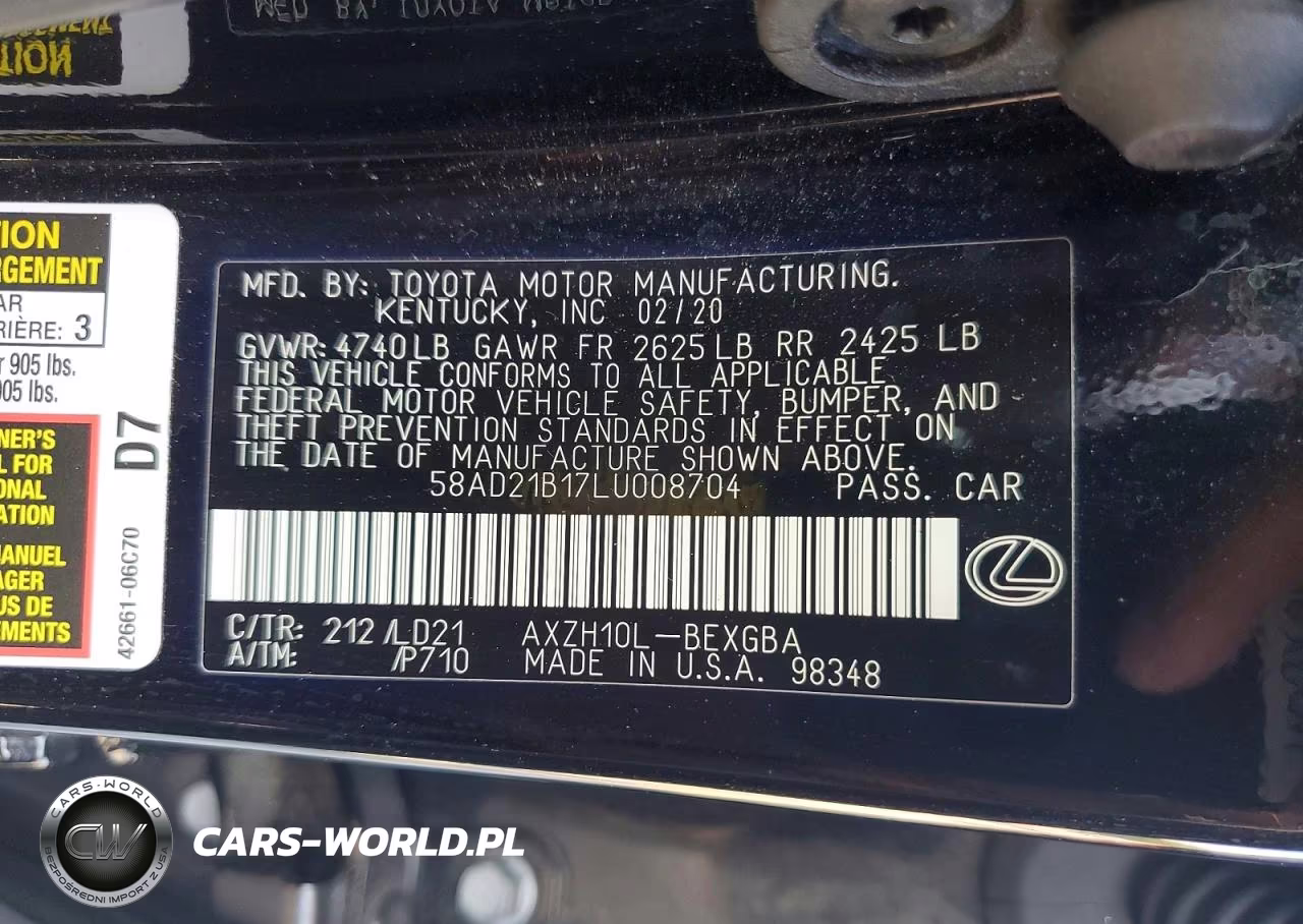 2020 Lexus Es 300H VIN:58AD21B17LU008704 - 12