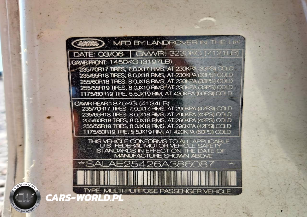 2006 Land Rover Lr3 Se VIN:SALAE25426A386087 - 12
