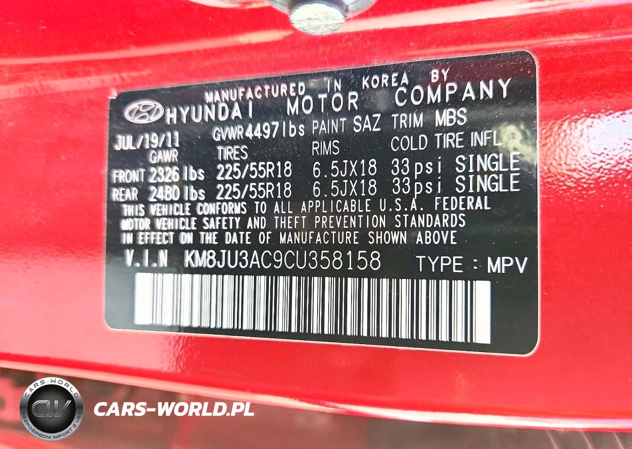 2012 Hyundai Tucson Limited VIN:KM8JU3AC9CU358158 - 13
