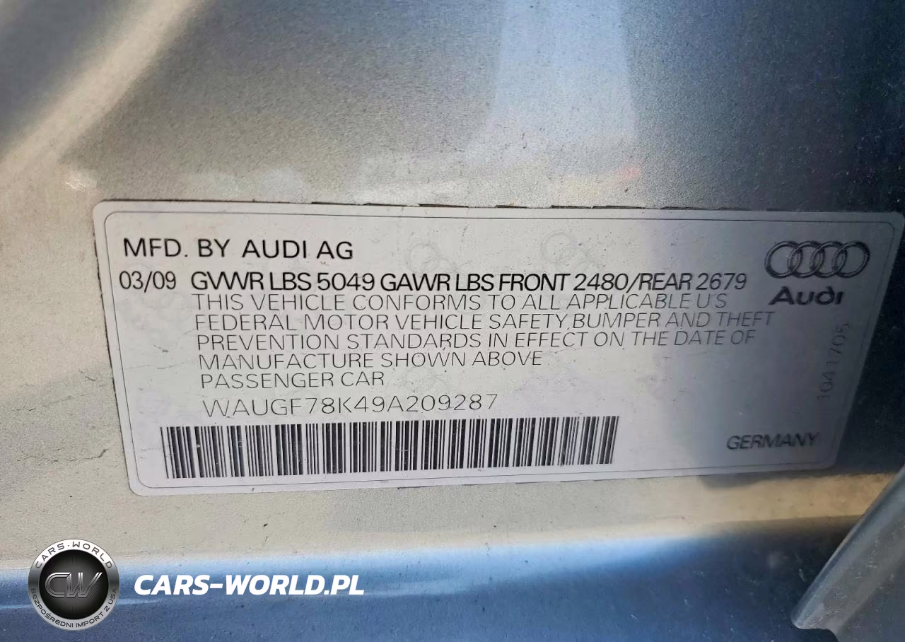 2009 Audi A4 Premium Plus VIN:WAUGF78K49A209287 - 12