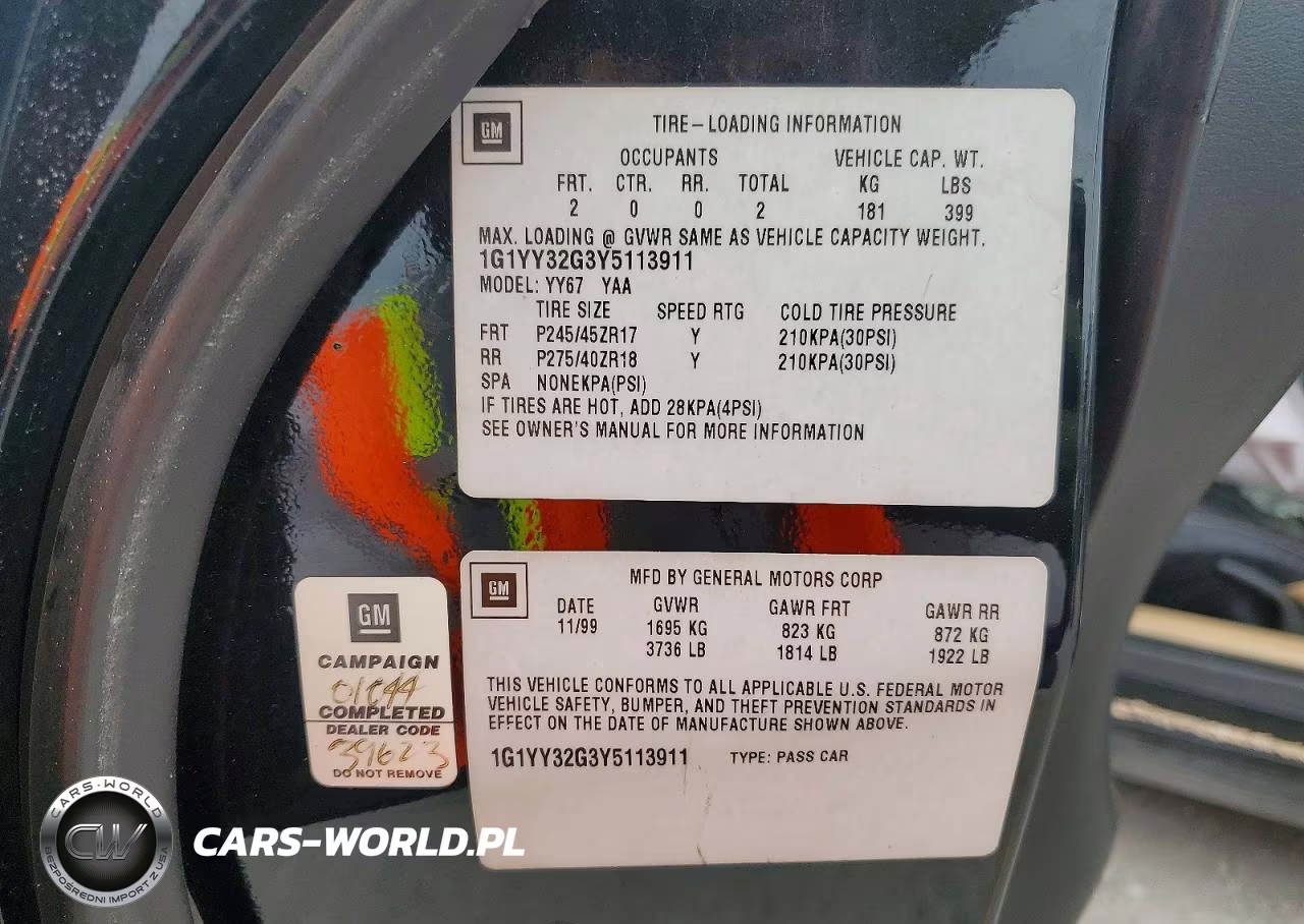 2000 Chevrolet Corvette VIN:1G1YY32G3Y5113911 - 12