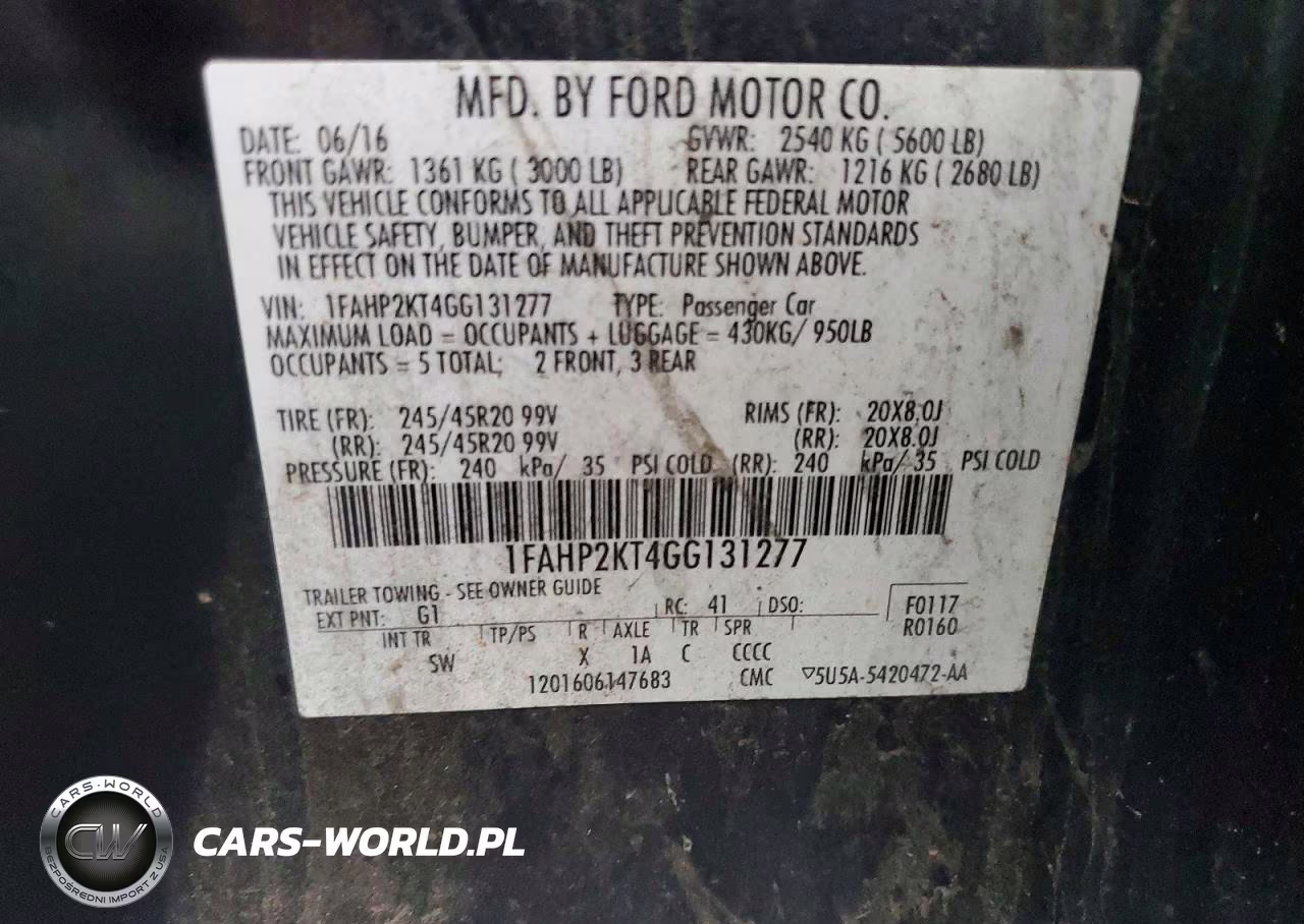 2016 Ford Taurus Sho VIN:1FAHP2KT4GG131277 - 12
