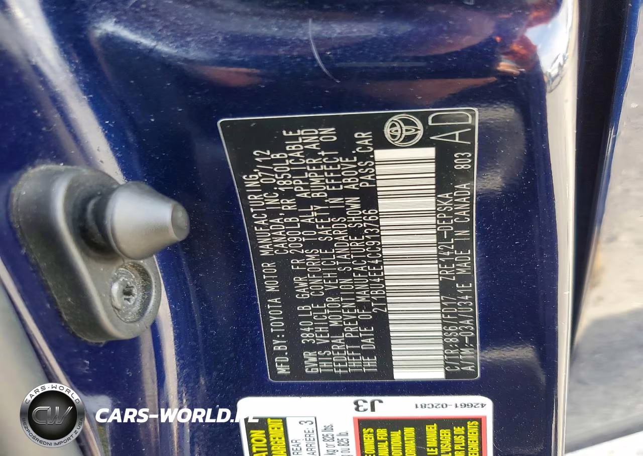2012 Toyota Corolla S VIN:2T1BU4EE4CC913766 - 12
