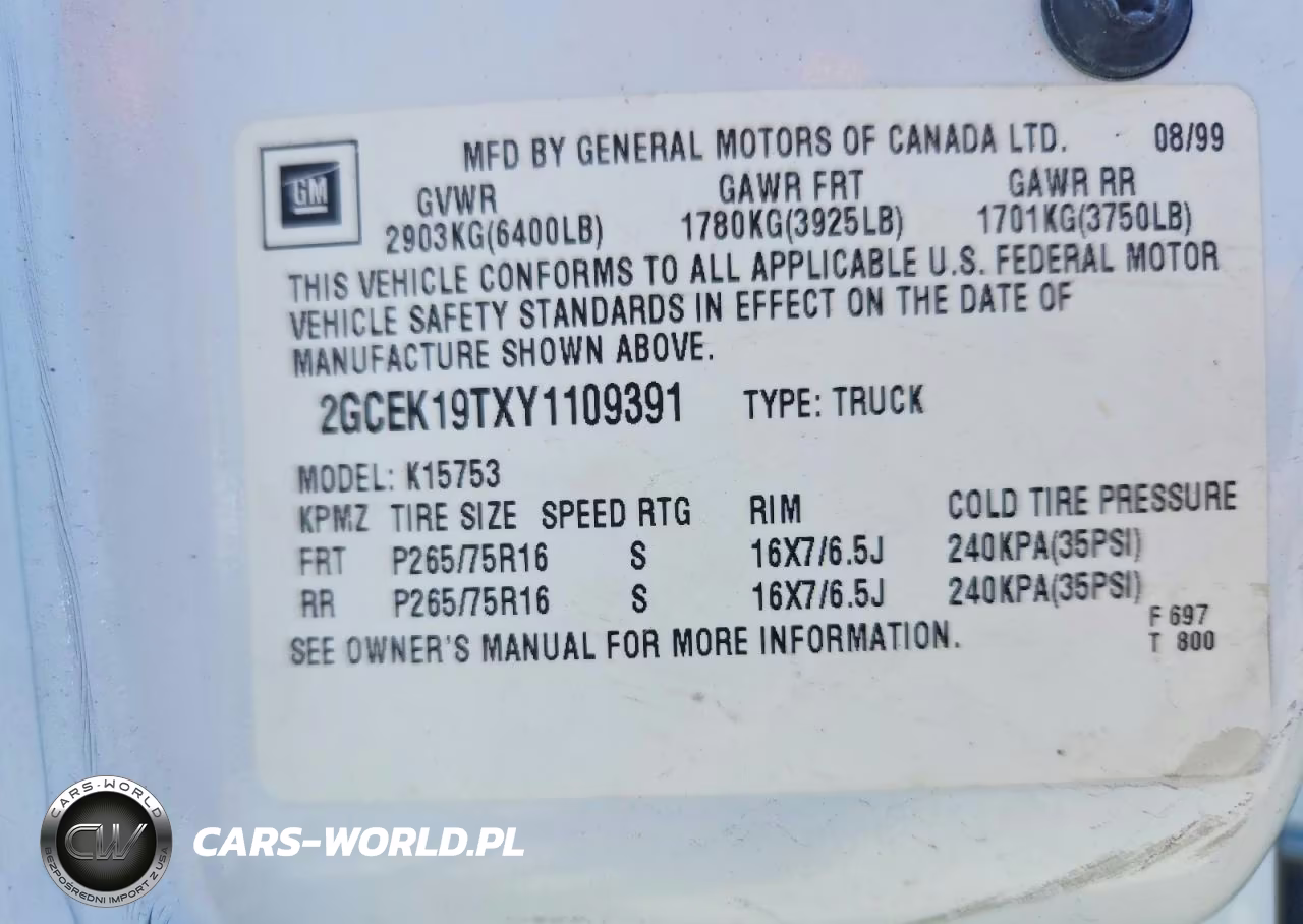 2000 Chevrolet Silverado K1500 VIN:2GCEK19TXY1109391 - 12