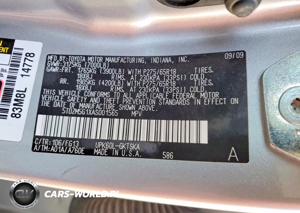 2010 Toyota Sequoia Sr5 VIN:5TDZM5G1XAS001565 - 13