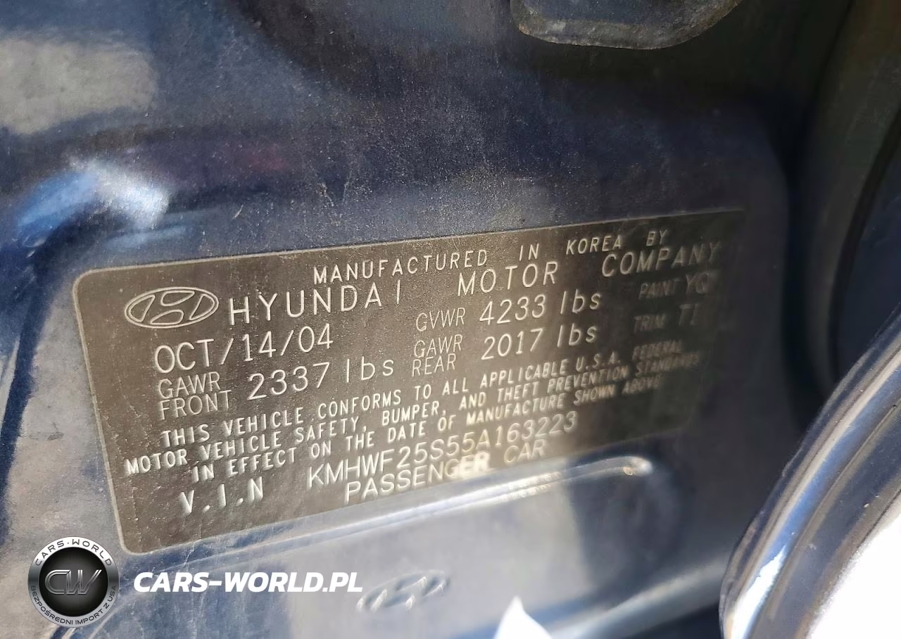 2005 Hyundai Sonata Gl VIN:KMHWF25S55A163223 - 12