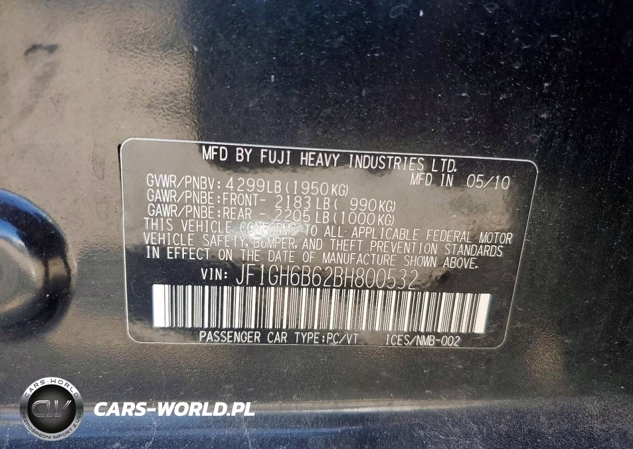 2011 Subaru Impreza 2.5I Premium VIN:JF1GH6B62BH800532 - 12