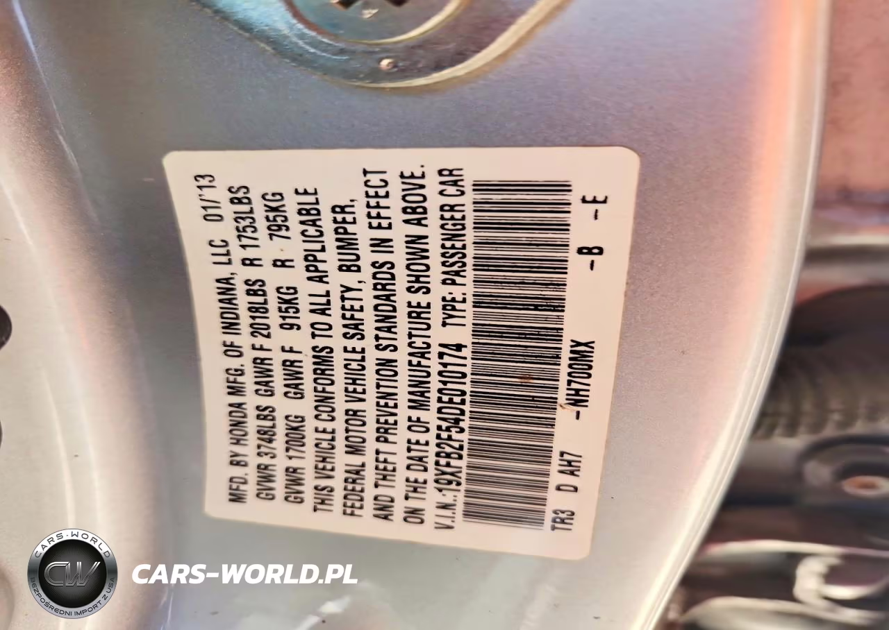 2013 Honda Civic Lx VIN:19XFB2F54DE010174 - 12
