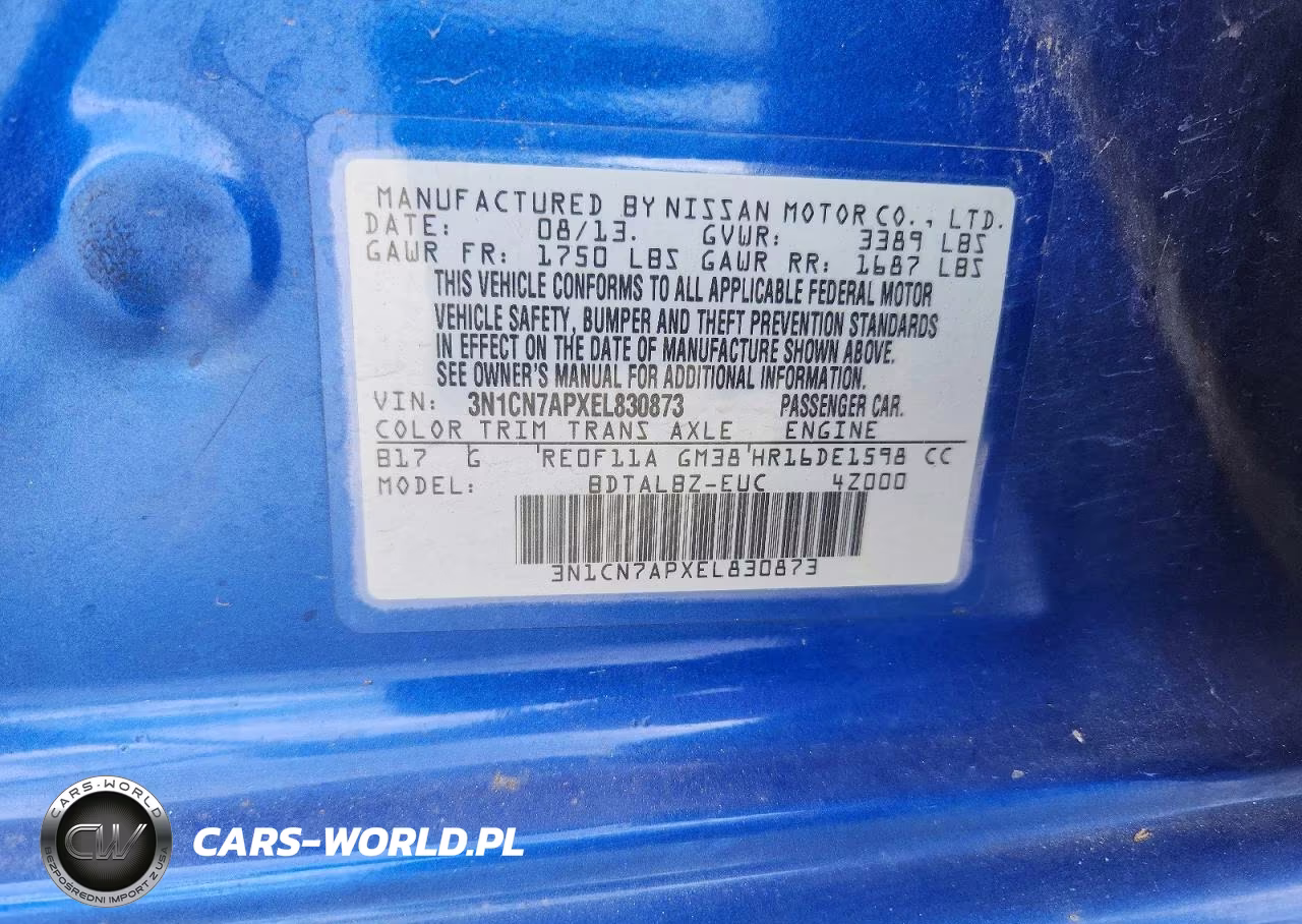 2014 Nissan Versa 1.6 Sv VIN:3N1CN7APXEL830873 - 12