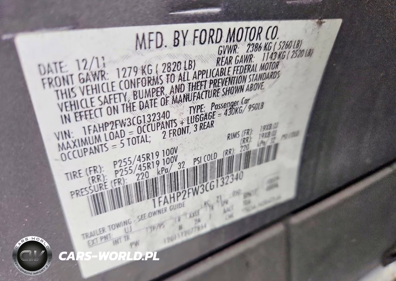 2012 Ford Taurus Limited VIN:1FAHP2FW3CG132340 - 12