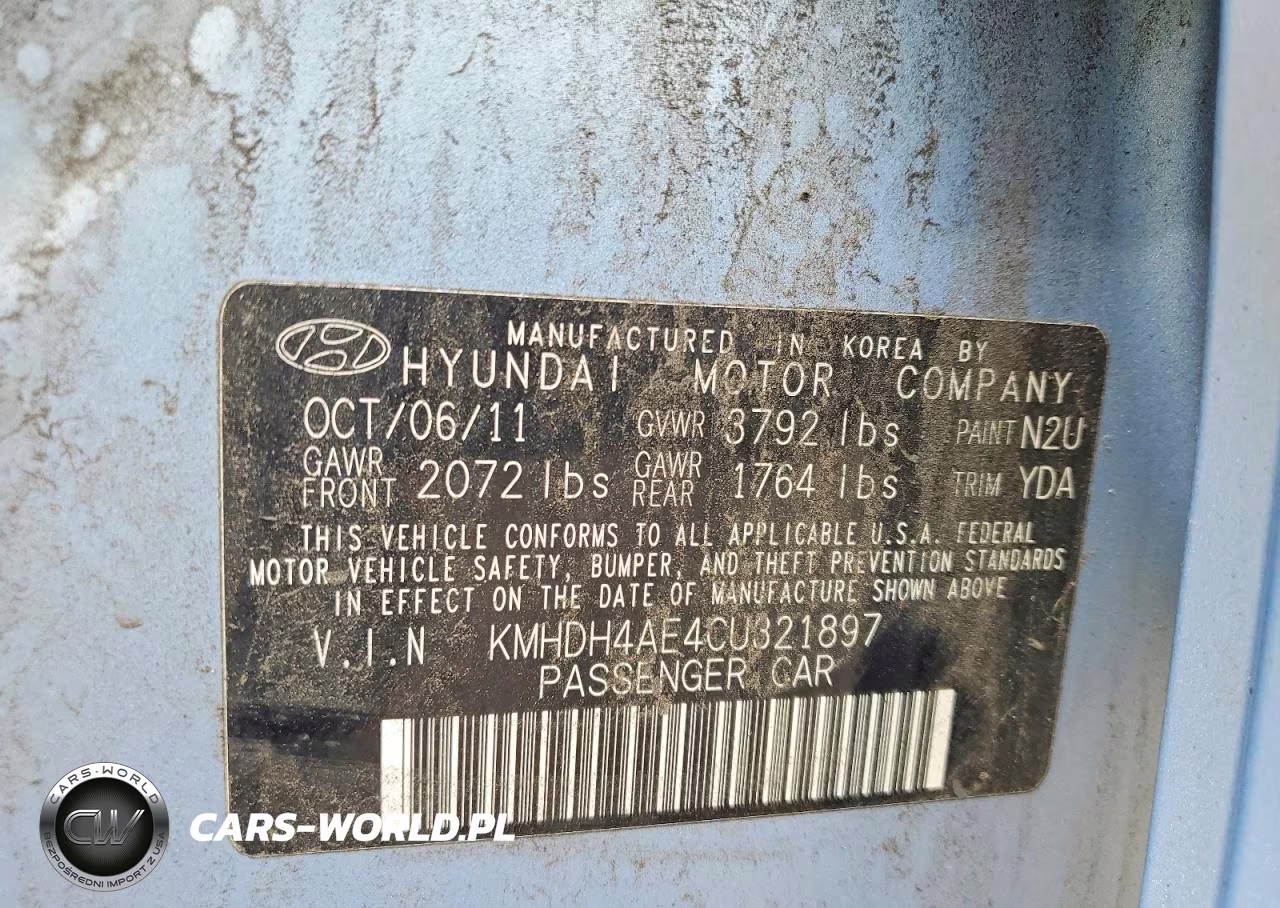 2012 Hyundai Elantra Gls VIN:KMHDH4AE4CU321897 - 12