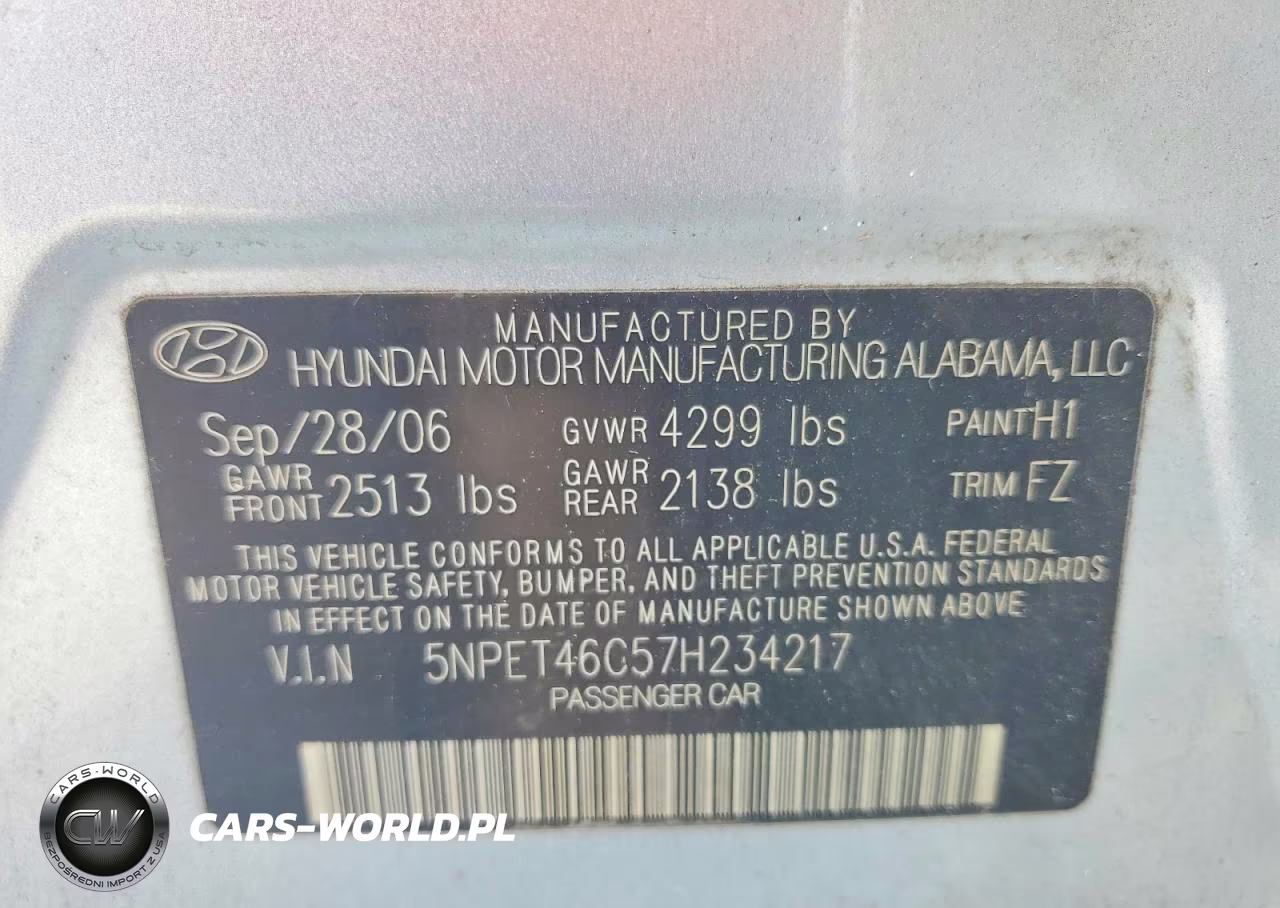 2007 Hyundai Sonata VIN:5NPET46C57H234217 - 12