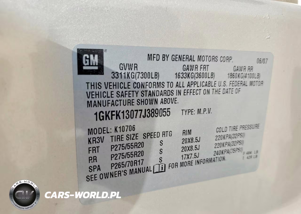 2007 GMC Yukon VIN:1GKFK13077J389055 - 14