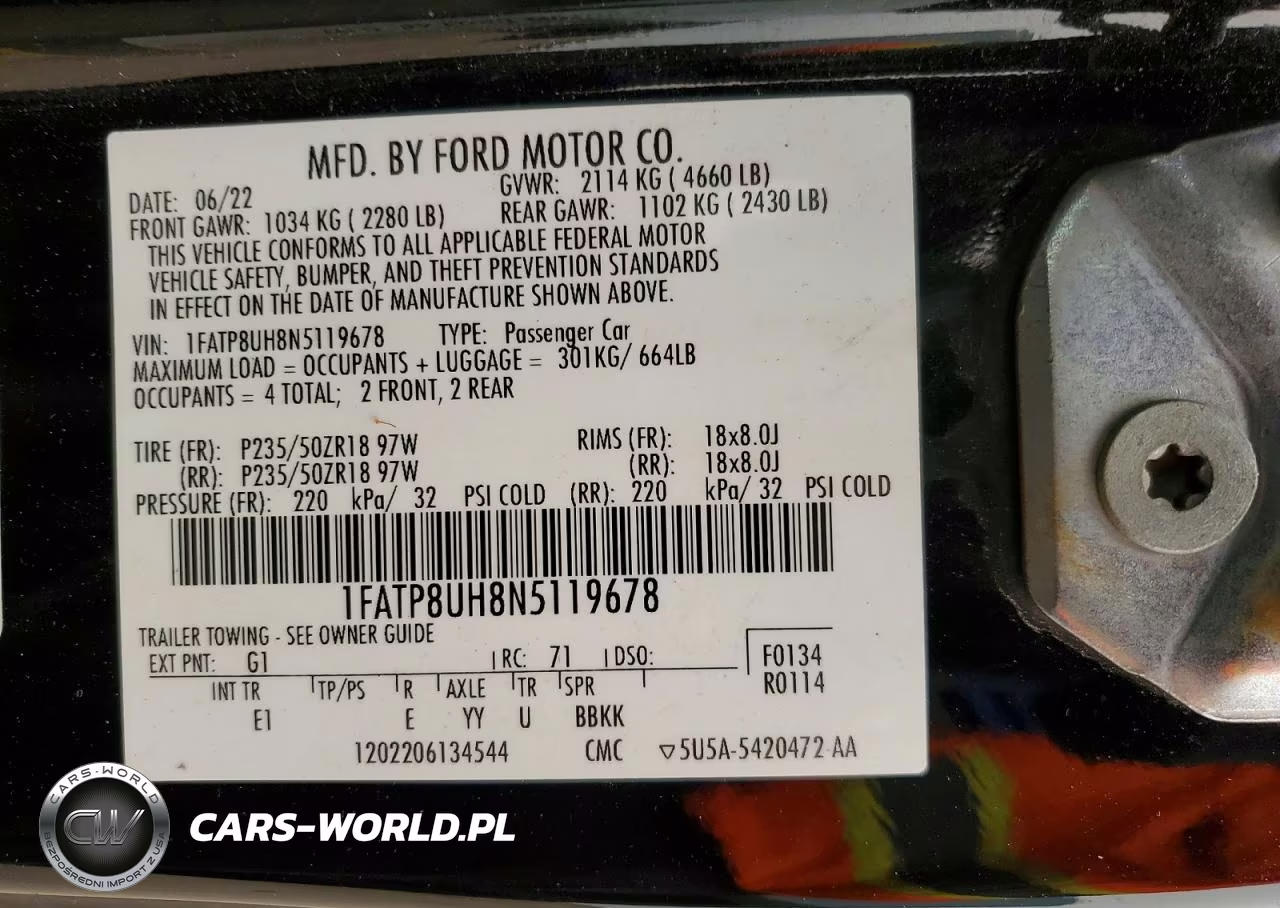 2022 Ford Mustang VIN:1FATP8UH8N5119678 - 12