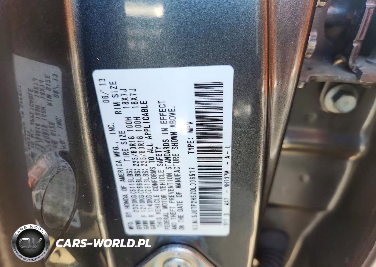 2013 Honda Crosstour Exl VIN:5J6TF2H52DL006517 - 13