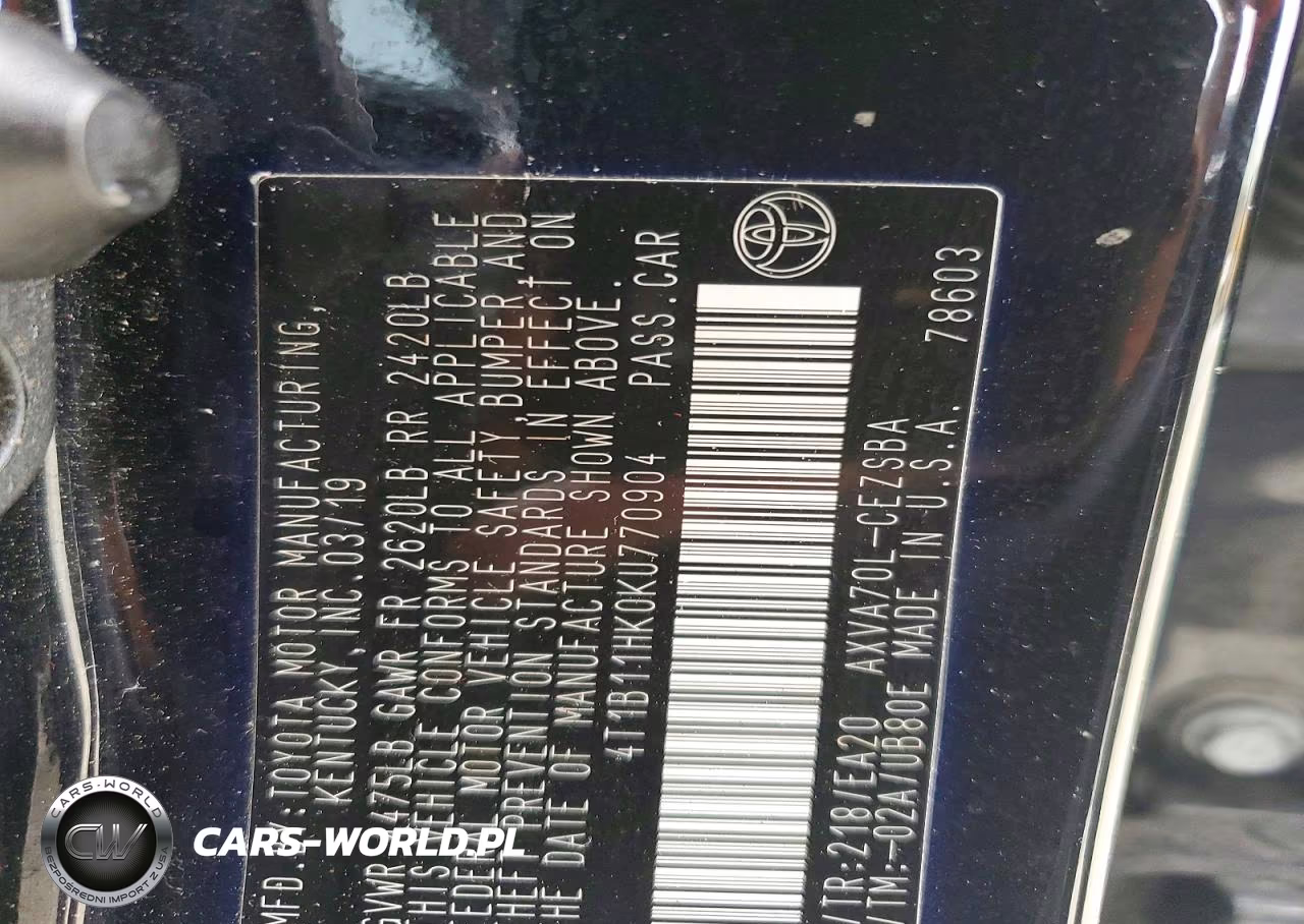 2019 Toyota Camry Se VIN:4T1B11HK0KU770904 - 12