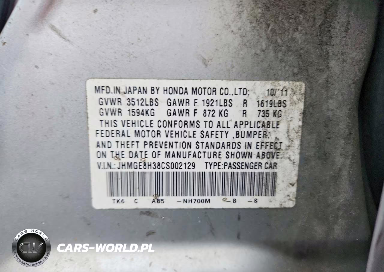 2012 Honda Fit VIN:JHMGE8H38CS002129 - 12