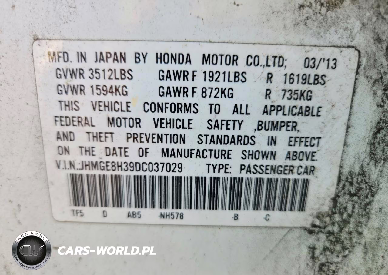 2013 Honda Fit VIN:JHMGE8H39DC037029 - 12