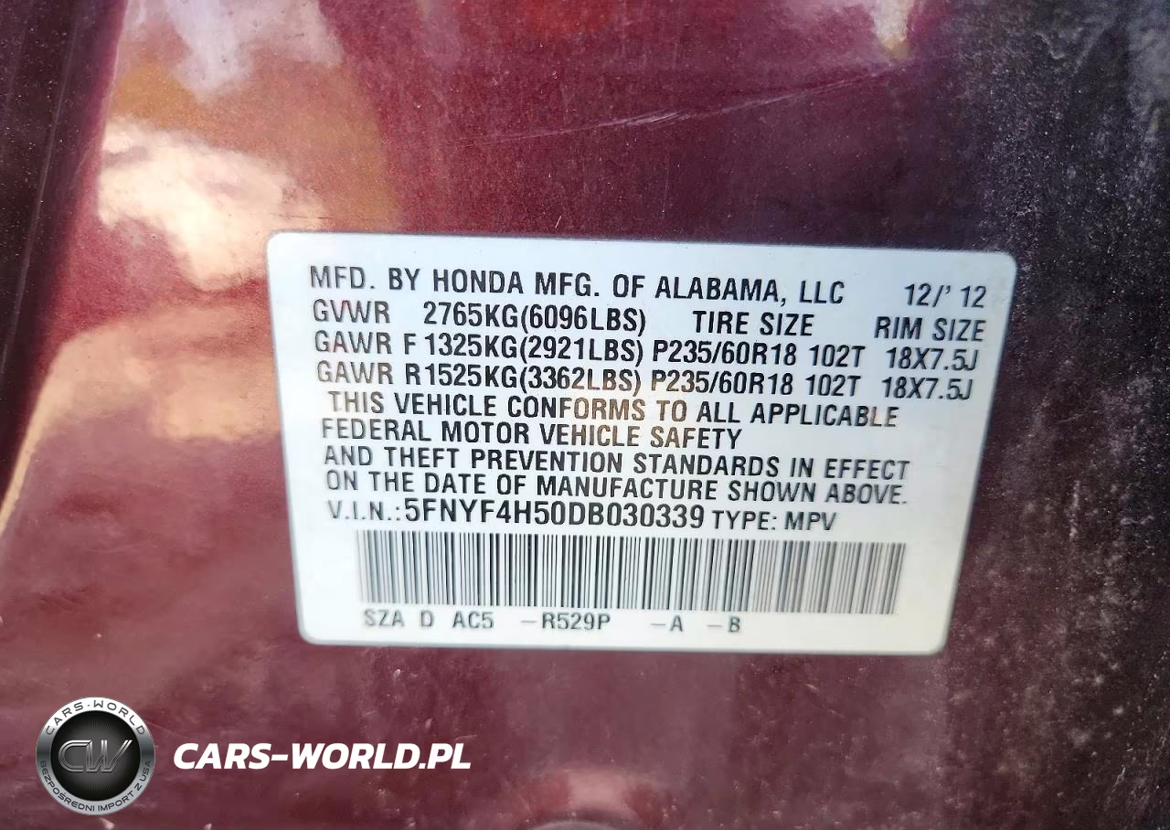 2013 Honda Pilot Exl VIN:5FNYF4H50DB030339 - 13