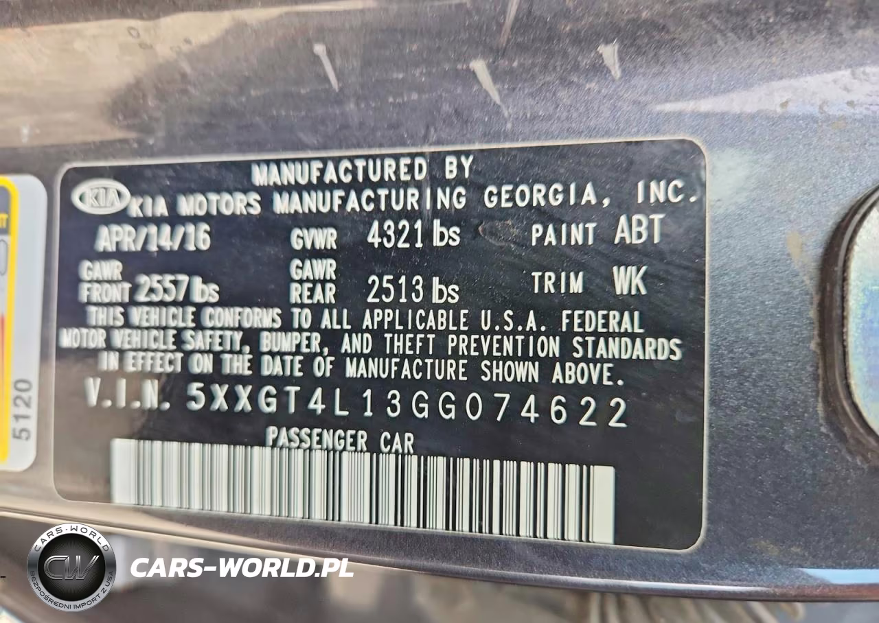 2016 Kia Optima Lx VIN:5XXGT4L13GG074622 - 12