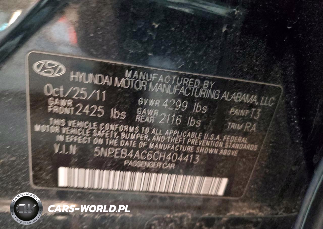 2012 Hyundai Sonata Gls VIN:5NPEB4AC6CH404413 - 13