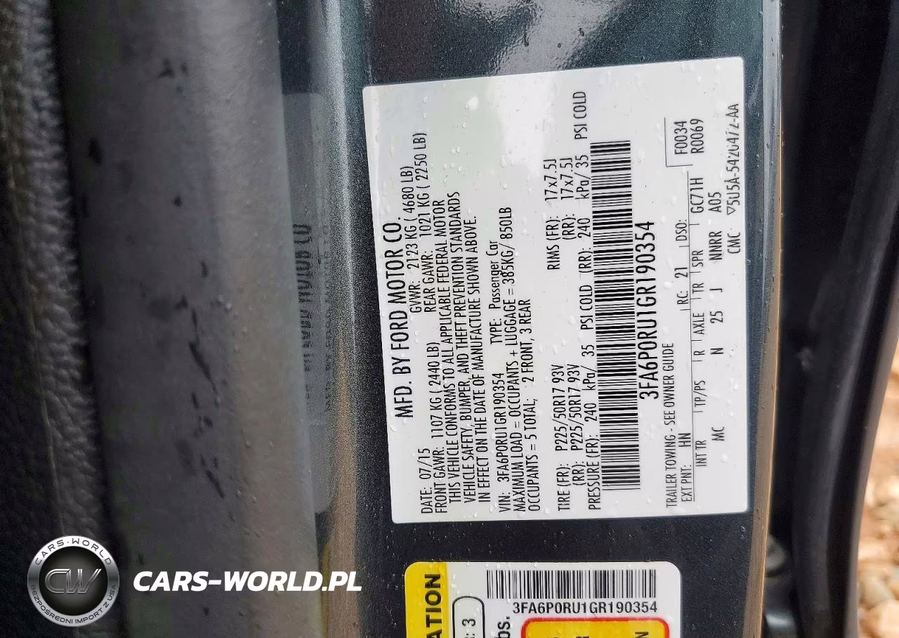2016 Ford Fusion Titanium Hev VIN:3FA6P0RU1GR190354 - 12
