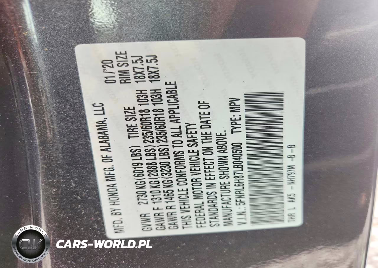2020 Honda Odyssey Touring VIN:5FNRL6H87LB040500 - 13