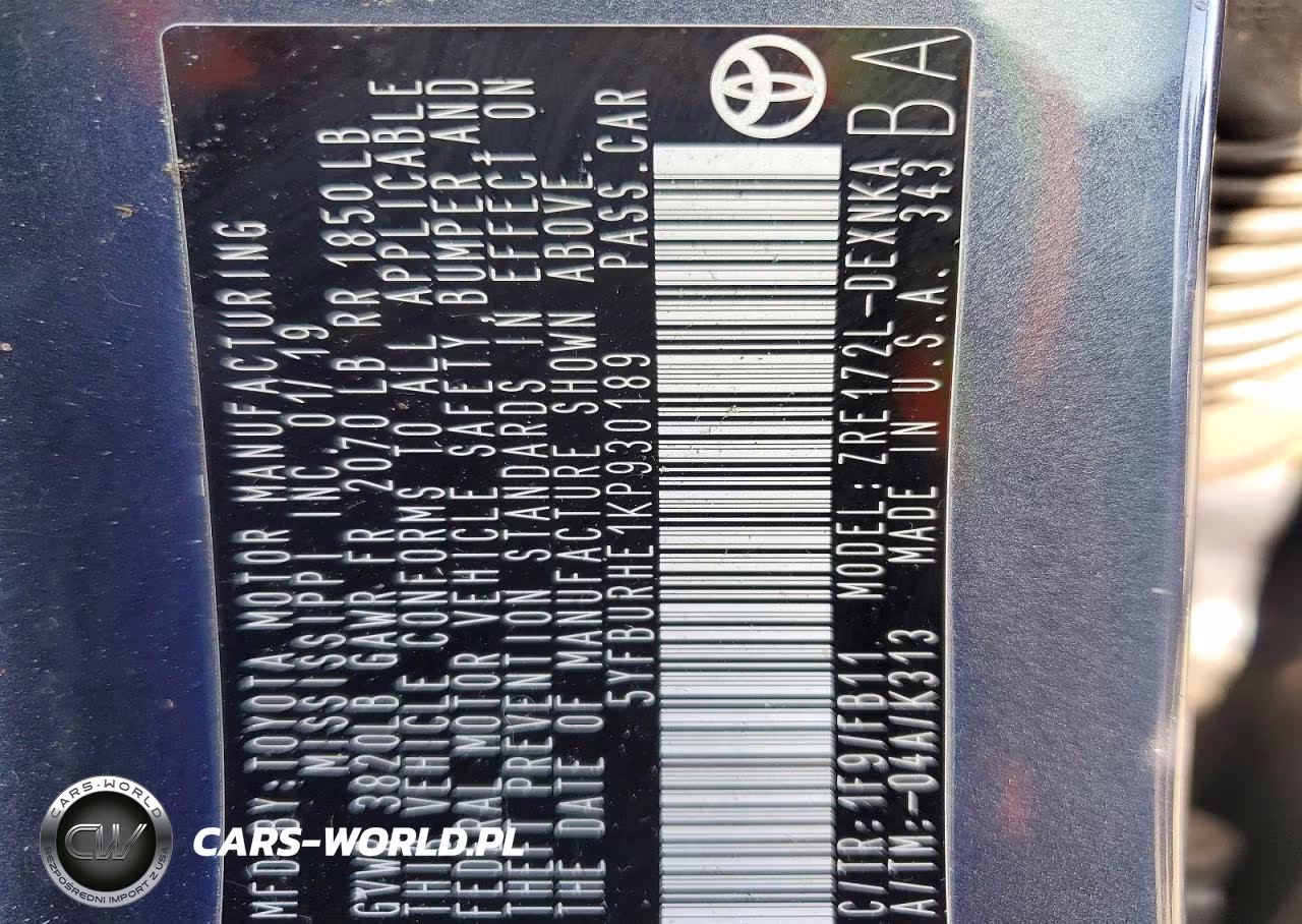 2019 Toyota Corolla Le VIN:5YFBURHE1KP930189 - 12