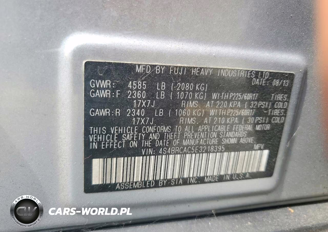 2014 Subaru Outback 2.5I VIN:4S4BRCAC5E3218395 - 13