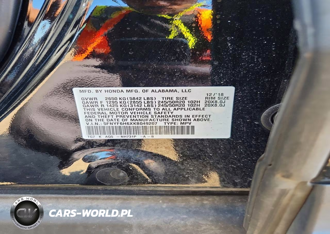 2019 Honda Pilot Touring VIN:5FNYF6H6XKB049207 - 13