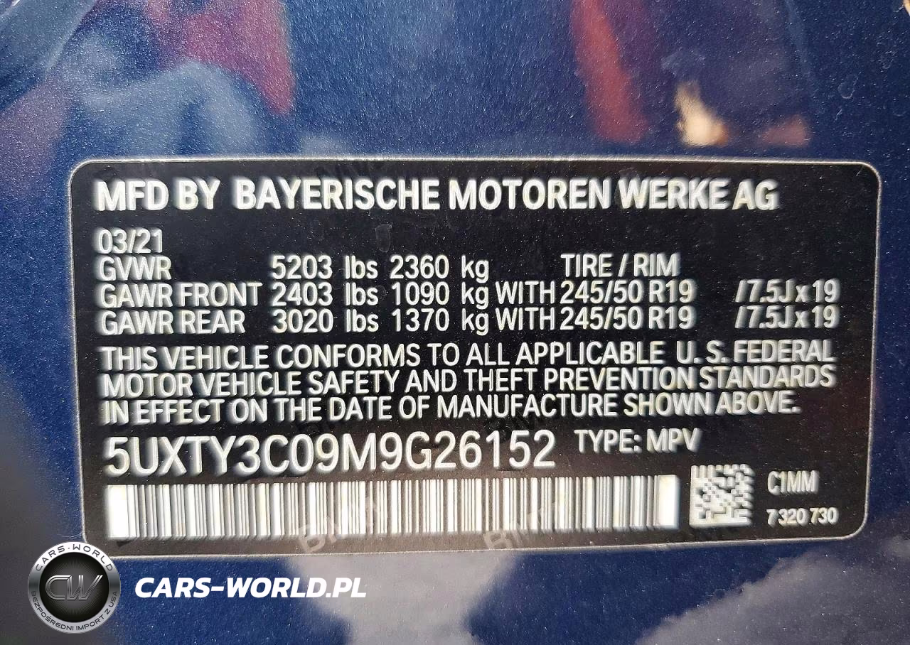 2021 BMW X3 Sdrive30I VIN:5UXTY3C09M9G26152 - 14