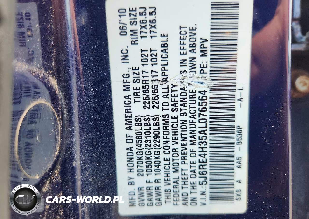 2010 Honda Cr-V Lx VIN:5J6RE4H35AL076564 - 13