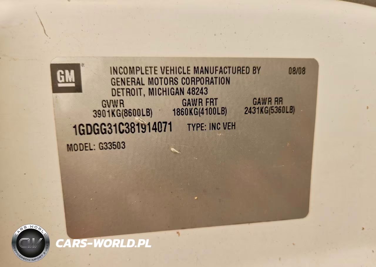 2008 GMC Savana Cutaway G3500 VIN:1GDGG31C381914071 - 13