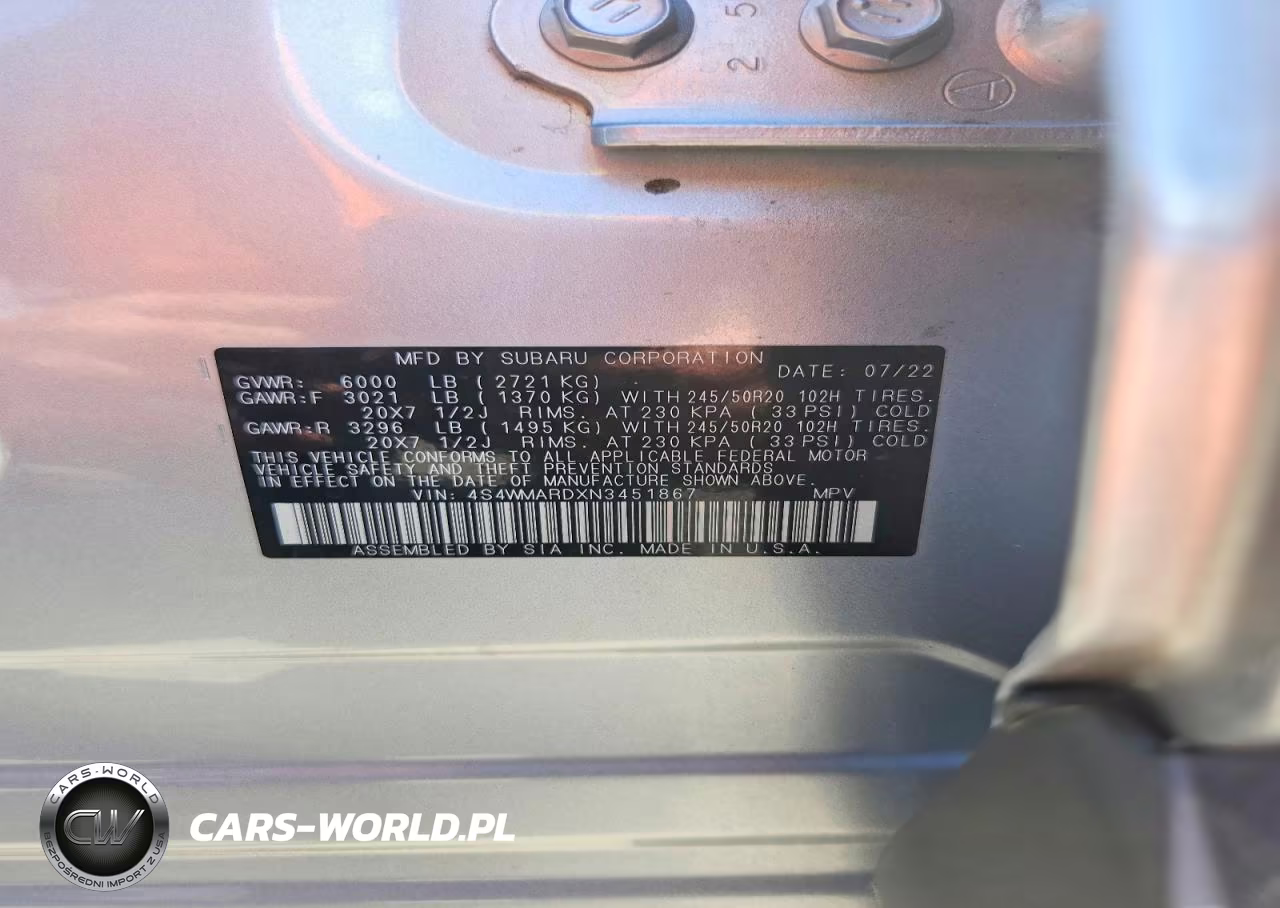 2022 Subaru Ascent Touring VIN:4S4WMARDXN3451867 - 13