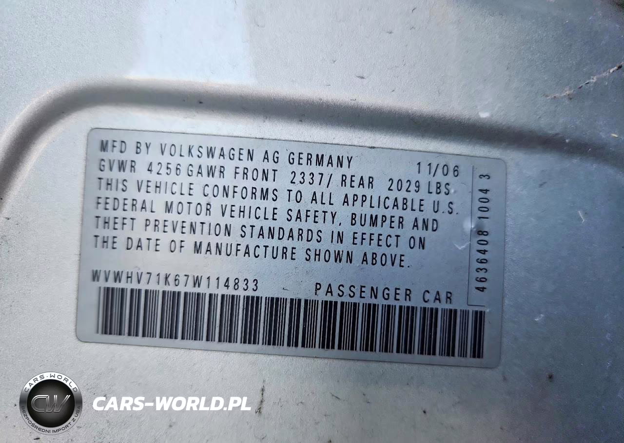 2007 Volkswagen New Gti VIN:WVWHV71K67W114833 - 12