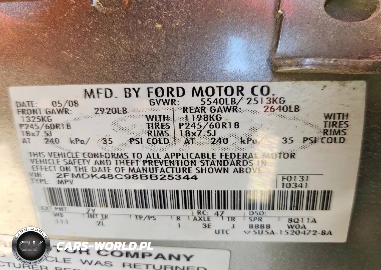 2008 Ford Edge VIN:2FMDK48C98BB25344 - 13
