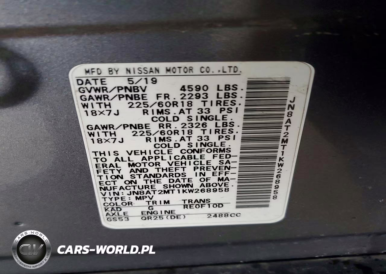 2019 Nissan Rogue Sv VIN:JN8AT2MT1KW268958 - 13