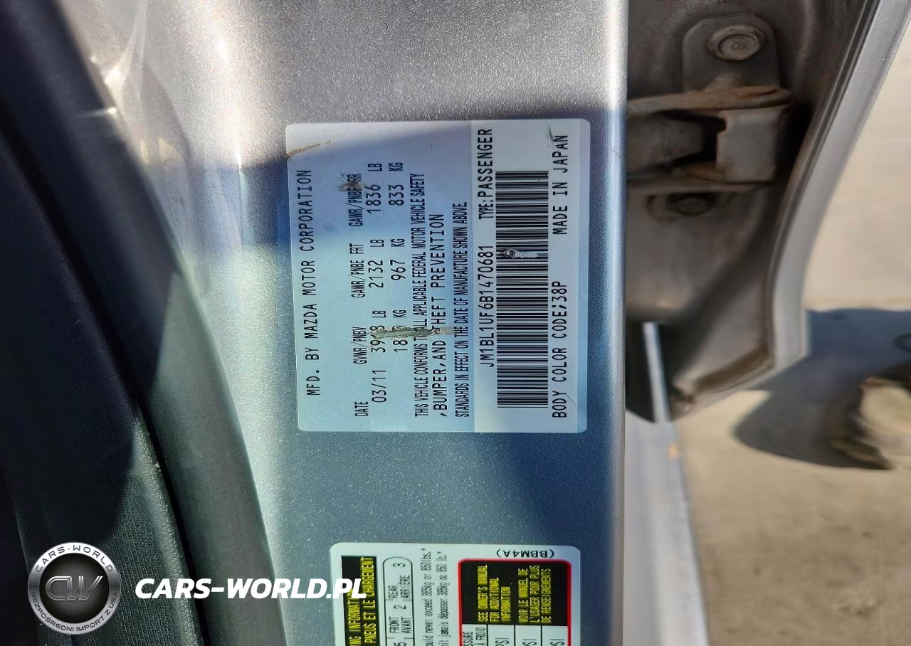 2011 Mazda 3 I VIN:JM1BL1UF6B1470681 - 12