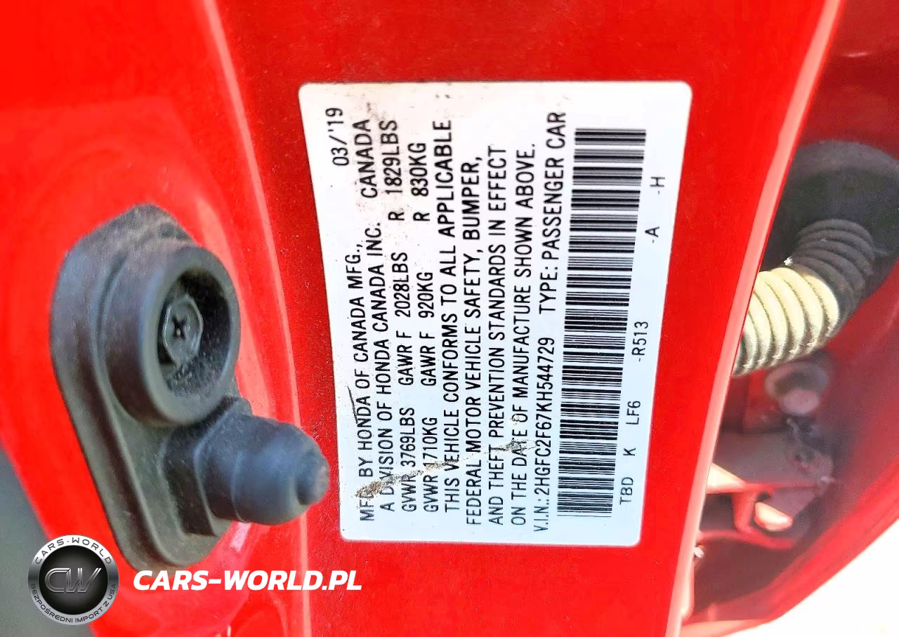 2019 Honda Civic Lx VIN:2HGFC2F67KH544729 - 12