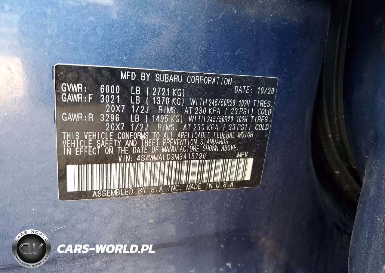 2021 Subaru Ascent Limited VIN:4S4WMALD9M3415790 - 14