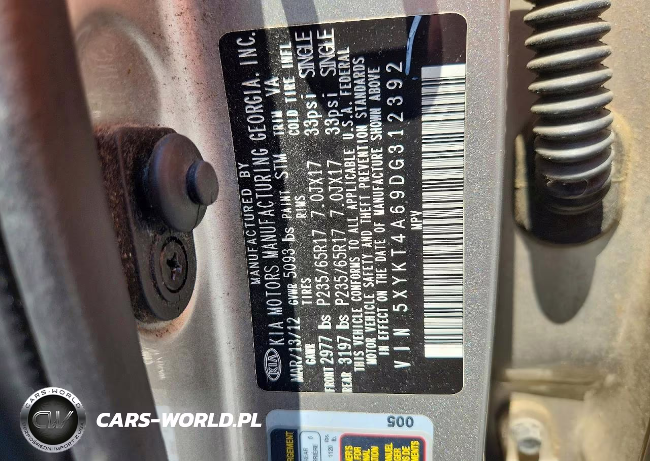 2013 Kia Sorento Lx VIN:5XYKT4A69DG312392 - 12