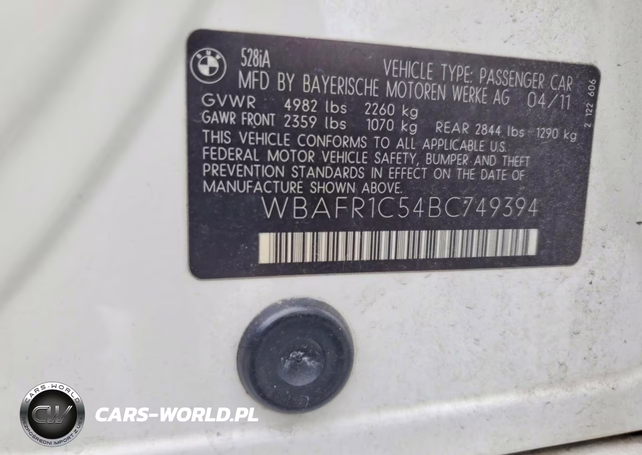 2011 BMW 528 I VIN:WBAFR1C54BC749394 - 12