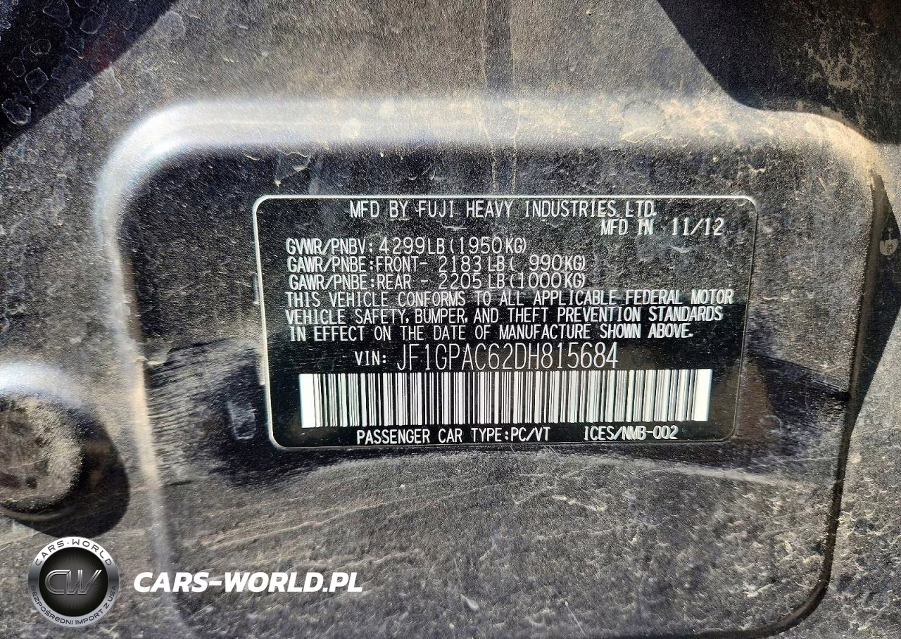 2013 Subaru Impreza Premium VIN:JF1GPAC62DH815684 - 12