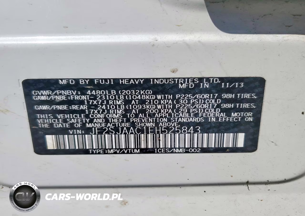 2014 Subaru Forester 2.5I VIN:JF2SJAAC1EH525843 - 14