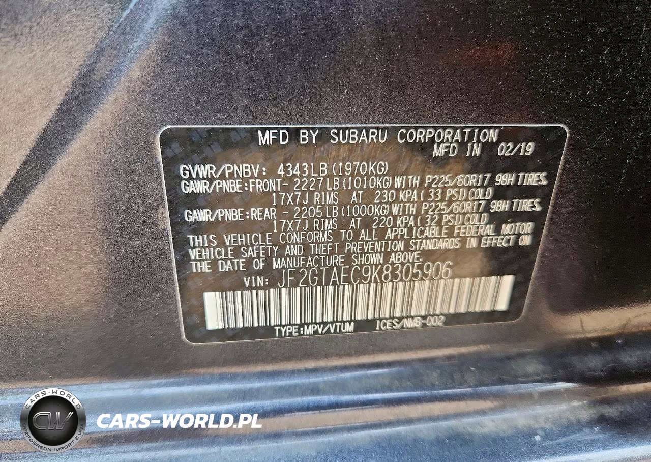 2019 Subaru Crosstrek Premium VIN:JF2GTAEC9K8305906 - 13