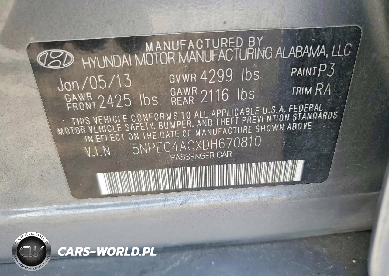 2013 Hyundai Sonata Limited VIN:5NPEC4ACXDH670810 - 12