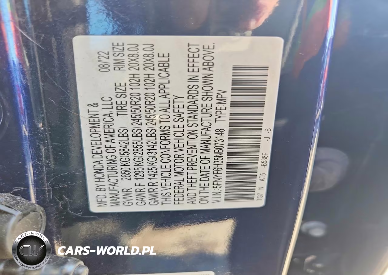 2022 Honda Pilot Sport VIN:5FNYF6H35NB073148 - 13