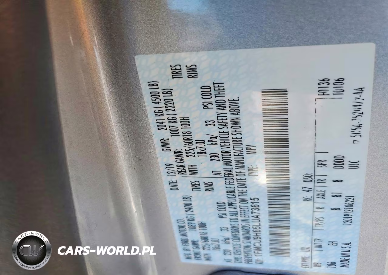 2020 Ford Escape Sel VIN:1FMCU9H65LUA73615 - 13